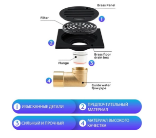 Душевой трап Gappo G81053-6 чёрный